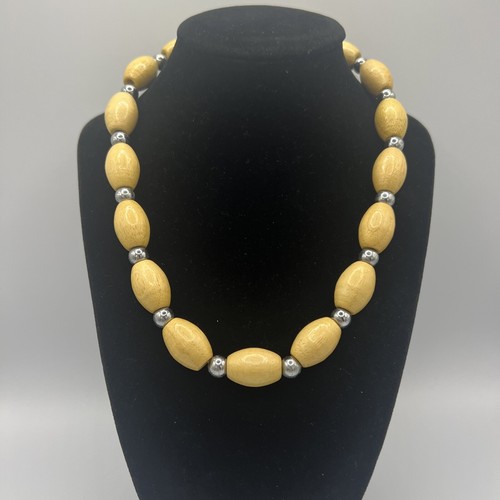Vintage Chunky Wooden Choker Necklace, 70's, Bohemian