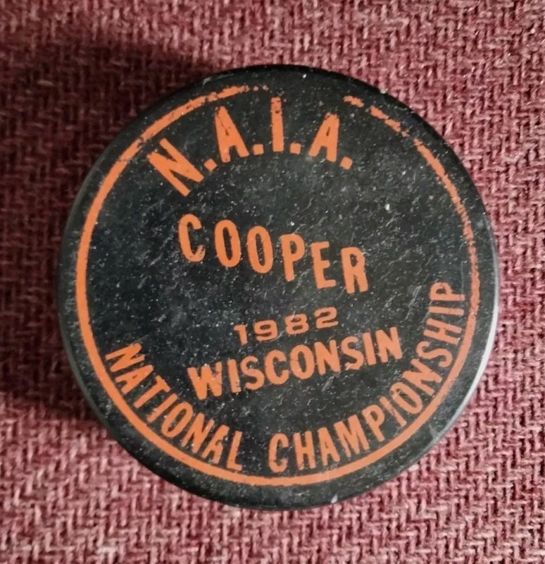 NAIA Wisconsin 1982 National Championship Cooper Official Vintage Hockey Puck