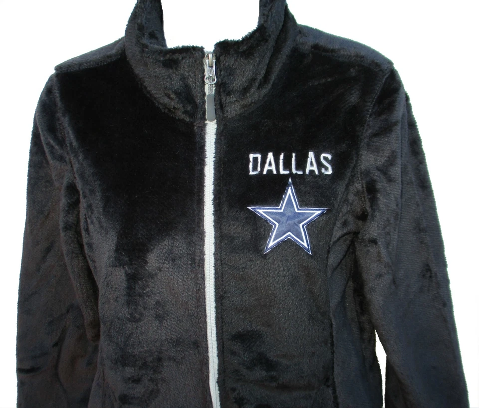 Dallas Cowboys Women's Full Zip Faux Fur Jacket - Black - Image 2 of 4