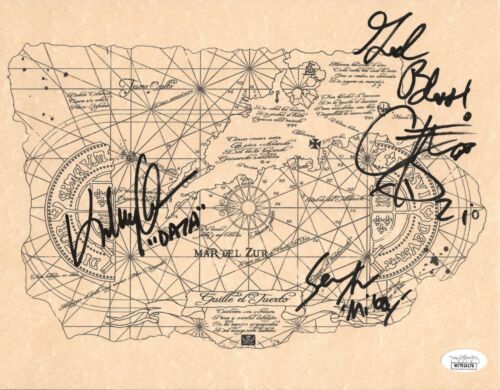 Corey Feldman Johnathan KeQuan Sean Astin firmata mappa Goonies iscritta JSA COA - Foto 1 di 4