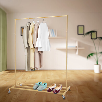Clothes Rack With Wheels Gold Industrial Free Standing Garment Storage Rack