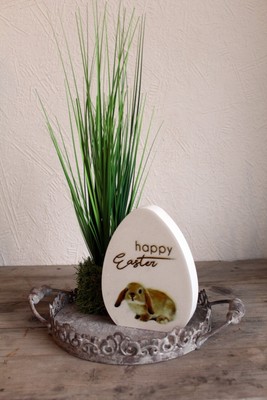 Standdeko Ei Happy Easter Hase Osterhase Osterei Ostern Tischdeko Landhaus Deko