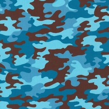 Camo Fabric, BTY, Blue/Brown, Kaufman, 202724, TheFabricEdge
