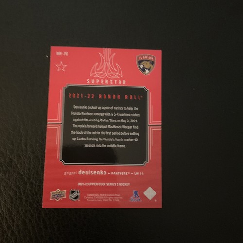 2021-22 Upper Deck Honor Roll Red Rainbow Grigori Denisenko #HR70 - Picture 2 of 2