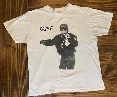 EAZY-E Rap Artist Singer LA Compton NWA Rapper White Distressed Shirt,L