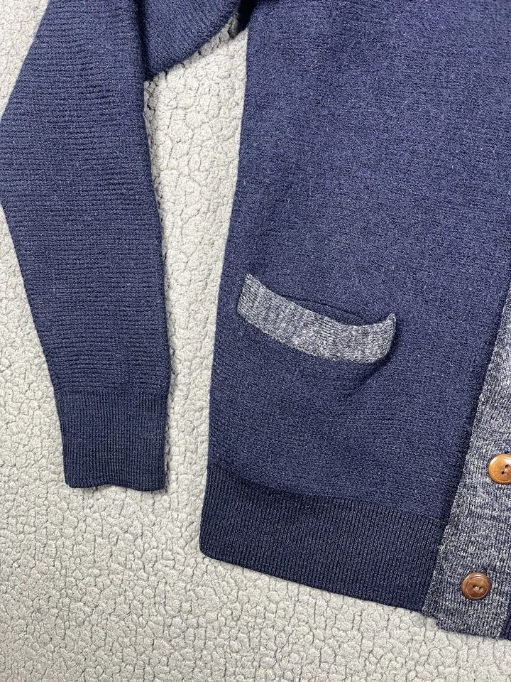 Wallace & Barnes Sweater Mens Medium Blue Shawl Collar Cardigan Wool Blend Knit Foto 3 de 4