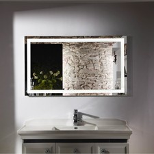 Specchio bagno parete 60x80 cm retroilluminato fascia led rettangolare moderno