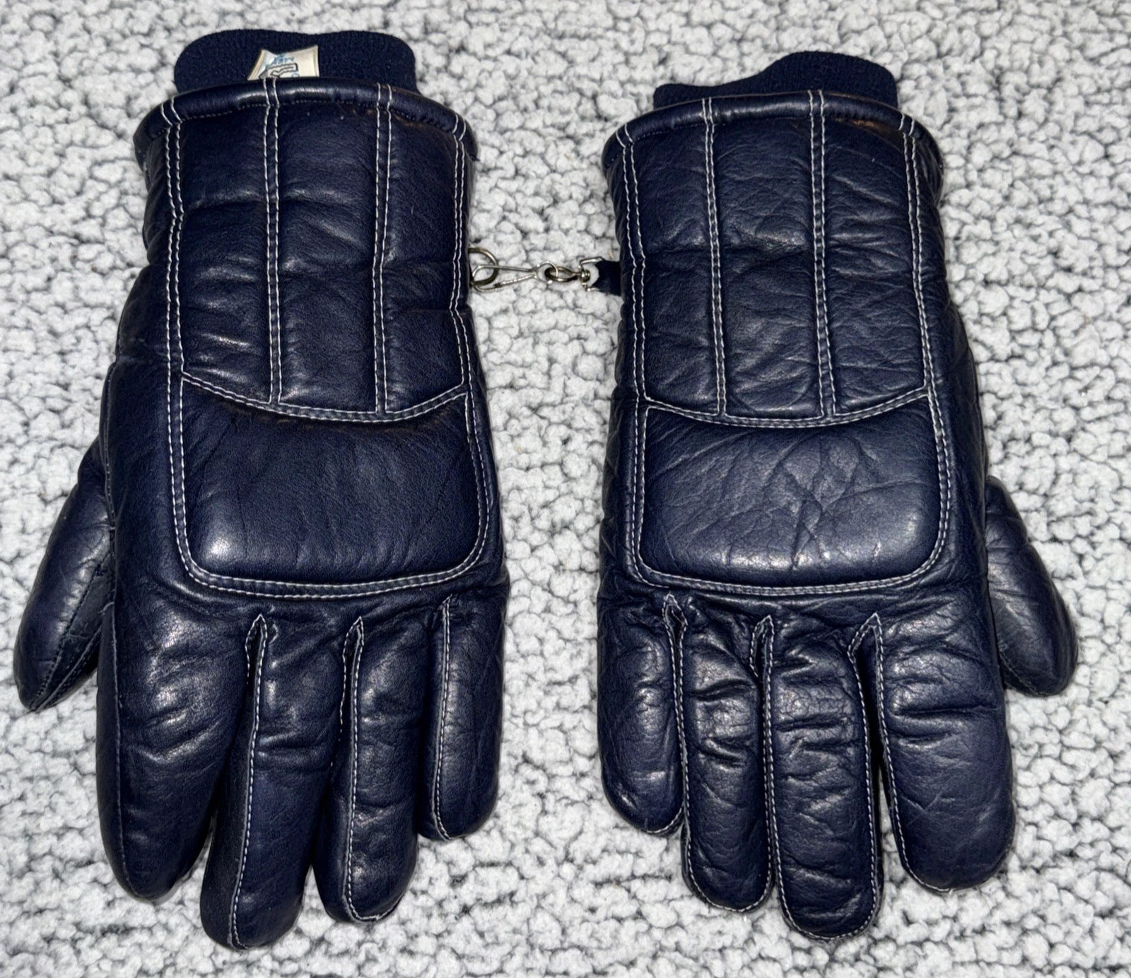 VTG Conroy men's Premium Blue Leather Gloves Medium M