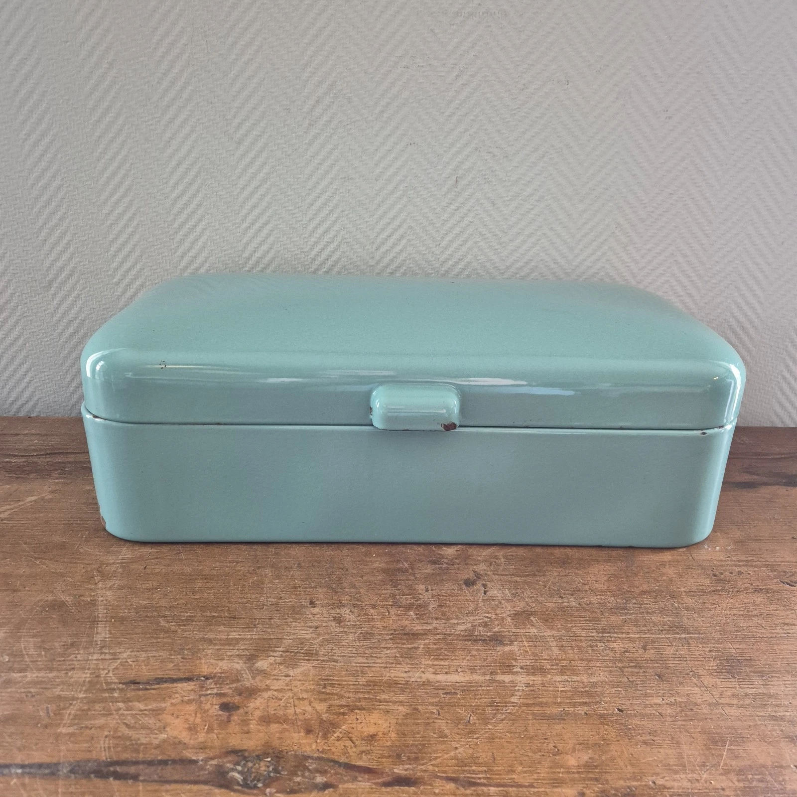 Vintage Enamel Bread Drum Large Bread Box Bread Maker 1960