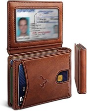 Men Wallet Slim Leather Front Pocket Card Holder Gift For 11 Slots RFID Blocking