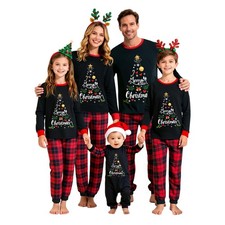 Family Christmas Pajamas Matching Sets Xmas Pjs Dog L Large, 01-red Tree