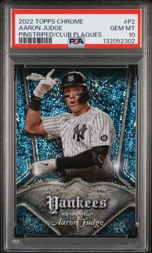 2022 TOPPS CHROME PINSTRIPED/CLUB PLAQUES #P2 AARON JUDGE PSA 10 💎