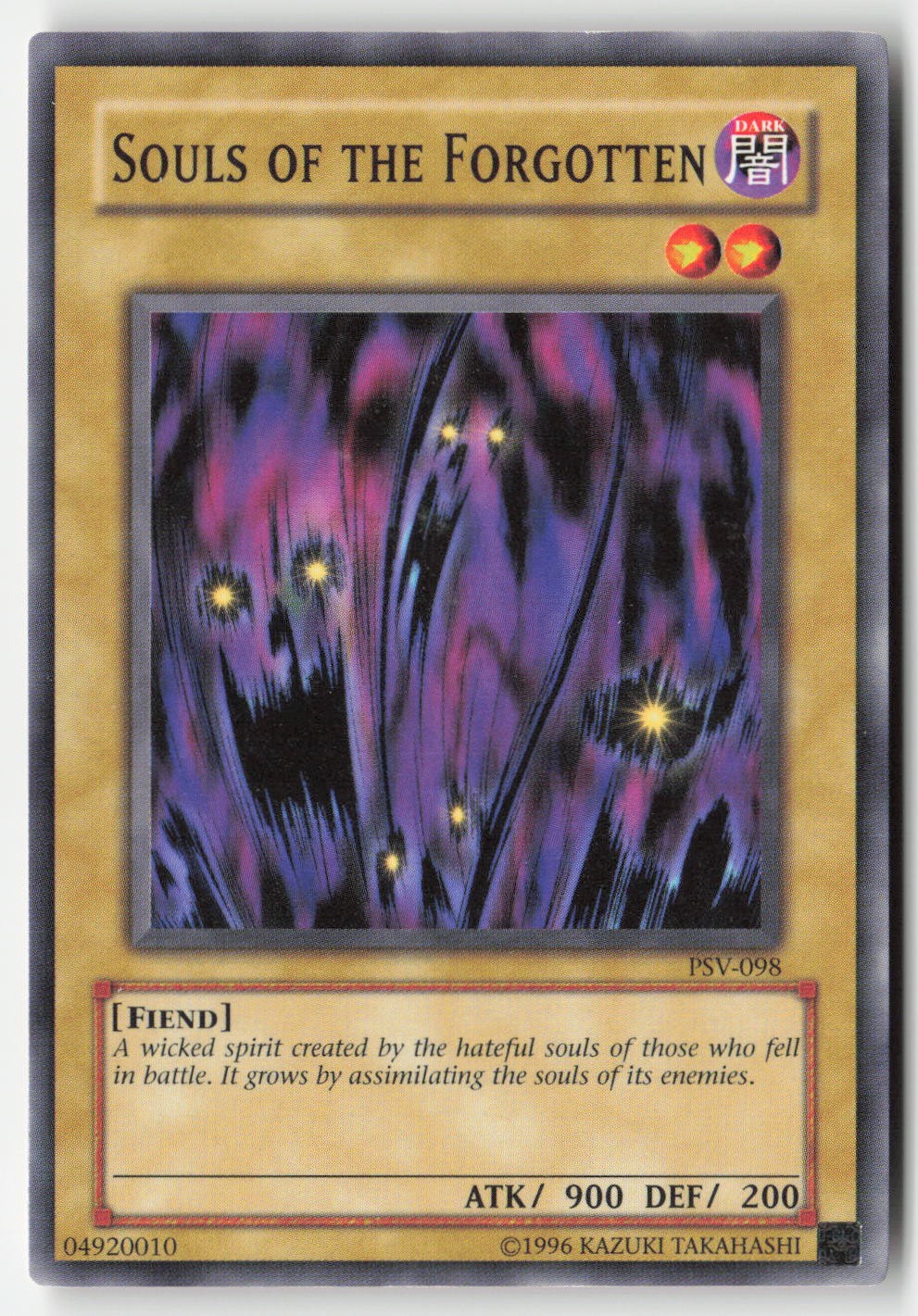 Souls of the Forgotten PSV-098 YuGiOh Pharaoh's Servant trading card — raw and PSA graded price guide
