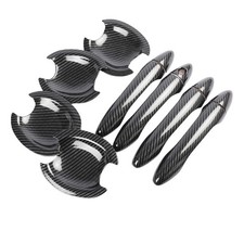 Carbon Fiber Chrome Car Door Handle Bowl Covers Trim Sticker Styling Accessories