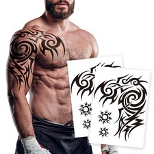 2 Sheets Large Totem Temporary Tattoos for Men and Large, 2 Sheets