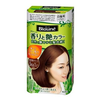 Kao Blaune Hair Color Cream   5NA Dark Natural Ash Brown, Gloss, Gray Coverage