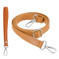 28-52 Inch Adjustable PU Leather Purse Strap with Wristlet, Yellow/Silver
