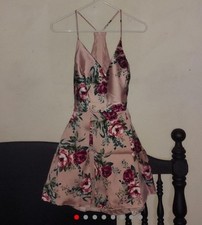 Lavender lace back floral print dress