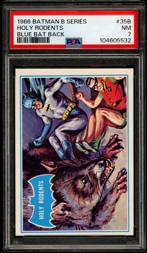 1966 Topps Batman Blue Bat #35B Holy Rodents — PSA 7