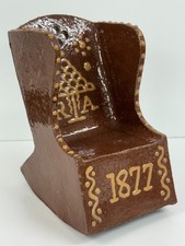 Antique Rare Slipware Pottery miniature model rocking Lambing Chair 1877