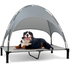 Elevated Dog Bed with Canopy, Portable Dog Cot with Removable Shade Tent, Out...