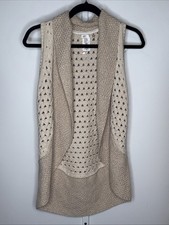 Girls Max Studio beige cream knit sleeveless sweater Cardigan Sizes Large