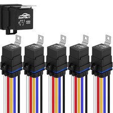 5-Pin Waterproof Relay Kit 40/30 AMP 12V Relay Switch with Harness Heavy Duty...