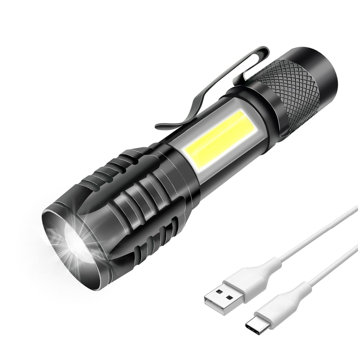 Lampe torche LED pour camping et randonnée nocturne étanche avec zoom