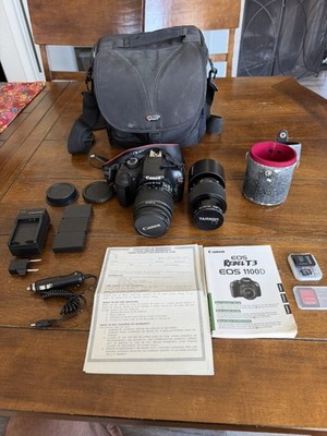 Canon EOS Rebel T3 Camera Bundle Batteries, Charger, Bag, Macro Lens