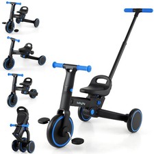 Toddler Tricycle w/Push Handle Adjustable Seat Removable Pedal EVA Foam Wheels