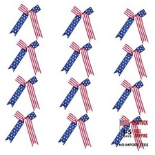 12 Pcs 7 Inch 4th Of July American Flag Cheer Hair Bows Red White Long Flag