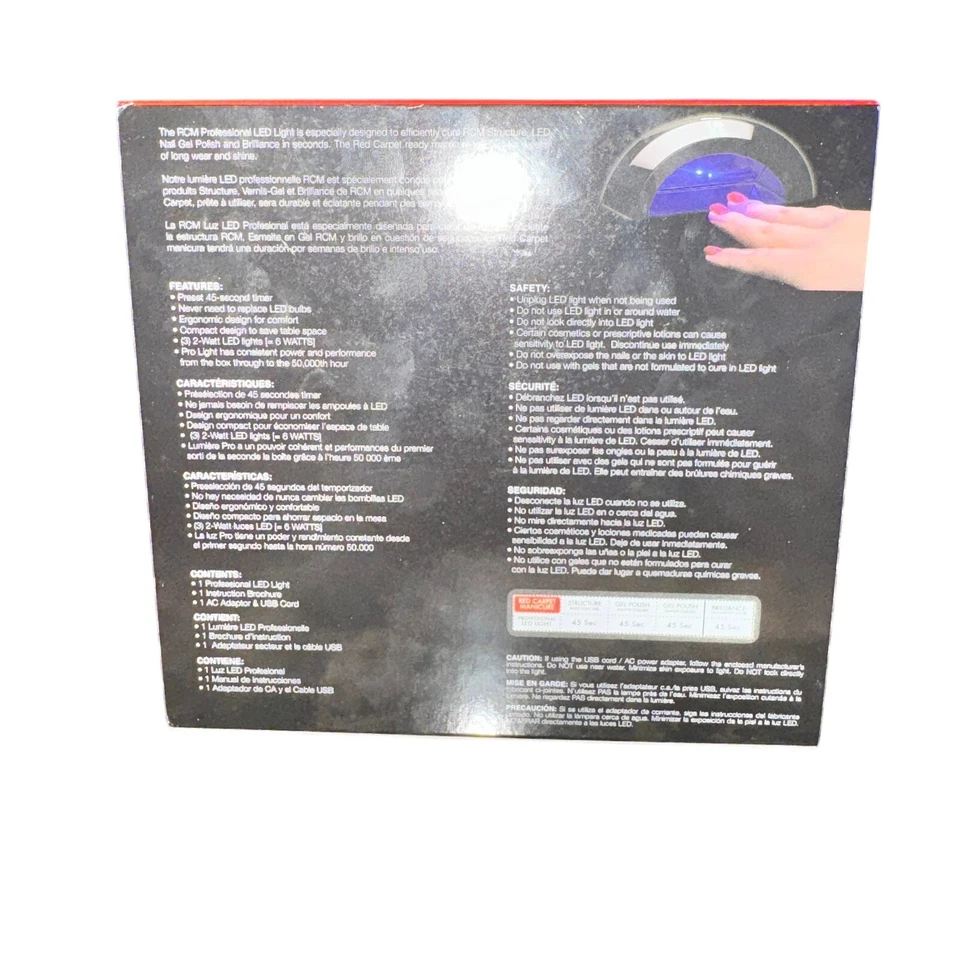 Alfombra Roja Profesional Luz LED Negra 45 Segundos Gel Esmalte Manicura Nuevo Foto 2 de 4