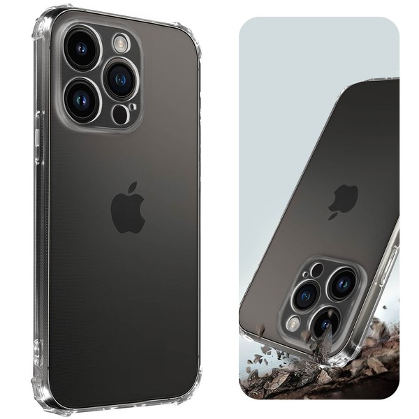 Avizar, Flexible Iphone 14 Pro Silikon Bumper HüLle, StoßFest, Transparent-image