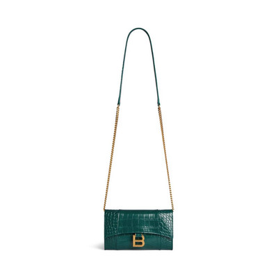 BALENCIAGA Hourglass Wallet On Chain $1150 Dark Emerald Bag New & Authentic