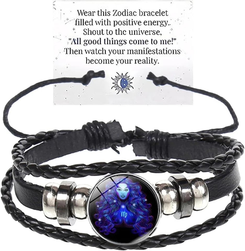 Personalized Zodiac Signs Bracelet - Handmade Leather Glow-in-Dark Cuff for All - Image 3 of 4