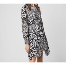 ALLSAINTS Zebra Long Sleeve Dress Small y2k boho whimsi flowy animal print