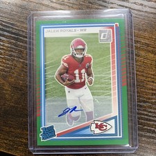 2025 Donruss Football Jalen Royals Green Press Proof Rated Rookie Auto Chiefs