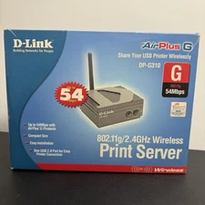 D-Link DP-G310 802.11g Wireless USB Print Server NEW in Box Sealed DP-G310
