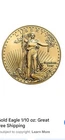 1/10 oz American Gold Eagle Coin (BU) Random Year