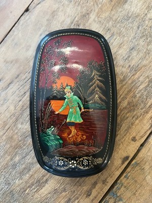 Russian Lacquer Box Kholuy Fairy Tale Frog Princess Hand Painted Signed Shirokov