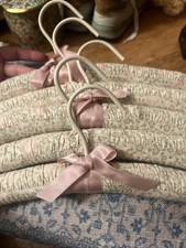 Five 90's Vintage Antique Floral Fabric Hangers with Bows Cottage