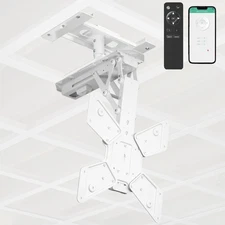 VIVO White Electric Motorized Flip Down Drop Ceiling TV Mount, 23" to 55" Screen