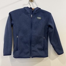 LL Bean Sweater Fleece Jacket Kids Large Sz 8 Blue Hoodie Full Zip Unisex Child