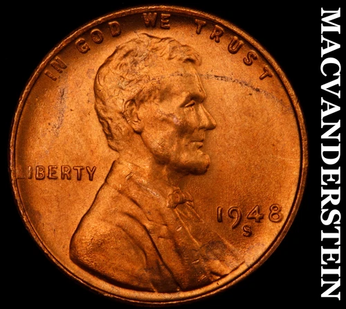 1948-S Lincoln Wheat Cent-Choice Gem BU ++++ Red Lustrous No Reserve #i4429