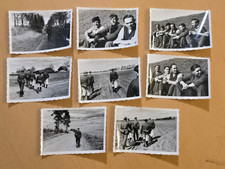 WWII German Soldier Photo Lot x8 Same Man Field Scenes Rural Training March