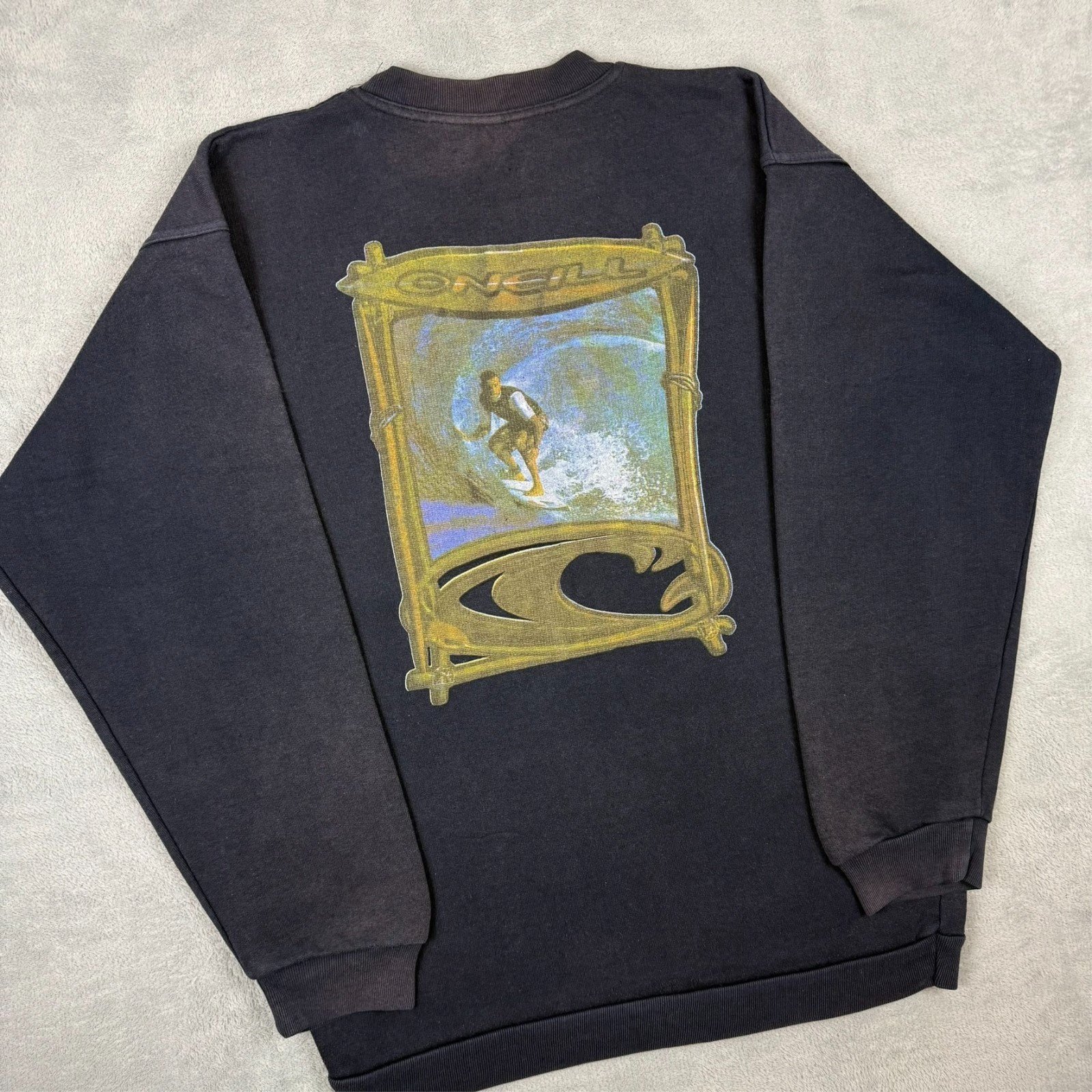 Vintage O'Neill 1990's Surf Navy Blue Size Small Graphic Pullover Sweatshirt image 2