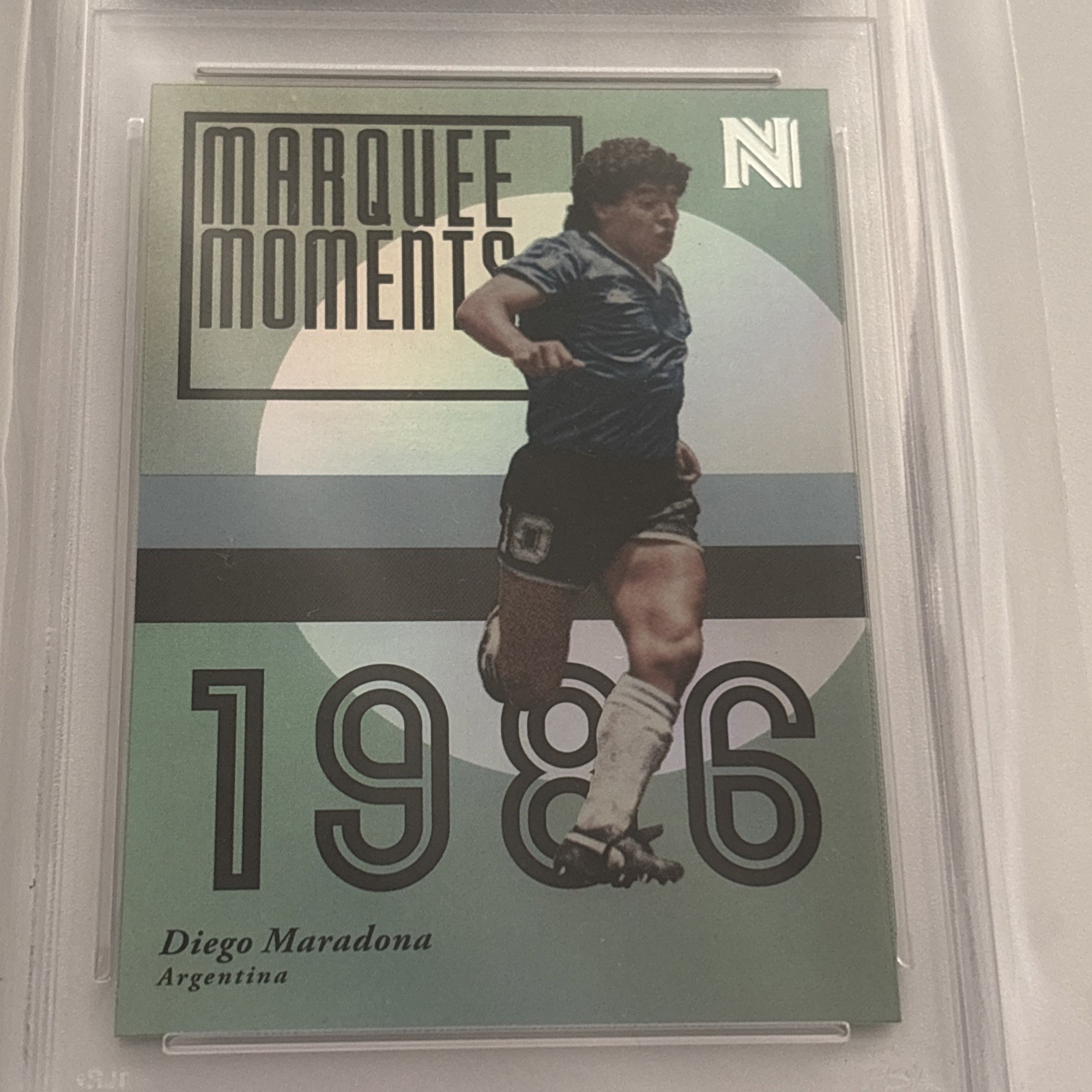 Rare Pop Alert PSA 9 Diego Maradona 2017 Panini Nobility Marquee Moments #1 view 2