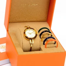 Tory Burch Gigi Womens Gold Bangle Watch Set, Interchangeable Color Bezel