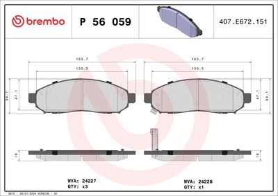BREMBO Bremsbelagsatz Scheibenbremse PRIME LINE P 56 059 für NISSAN PATHFINDER 3