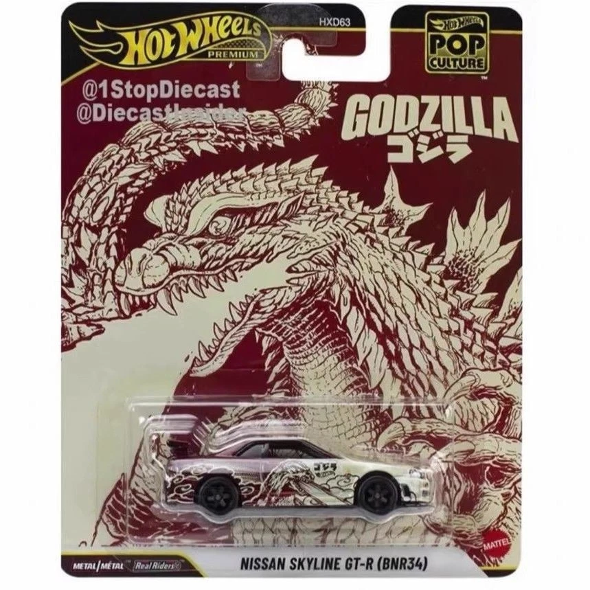 Modelo de coche Hot Wheels Godzilla Nissan Skyline GT-R (BNR34) Pop Culture 2026-N Foto 2 de 3